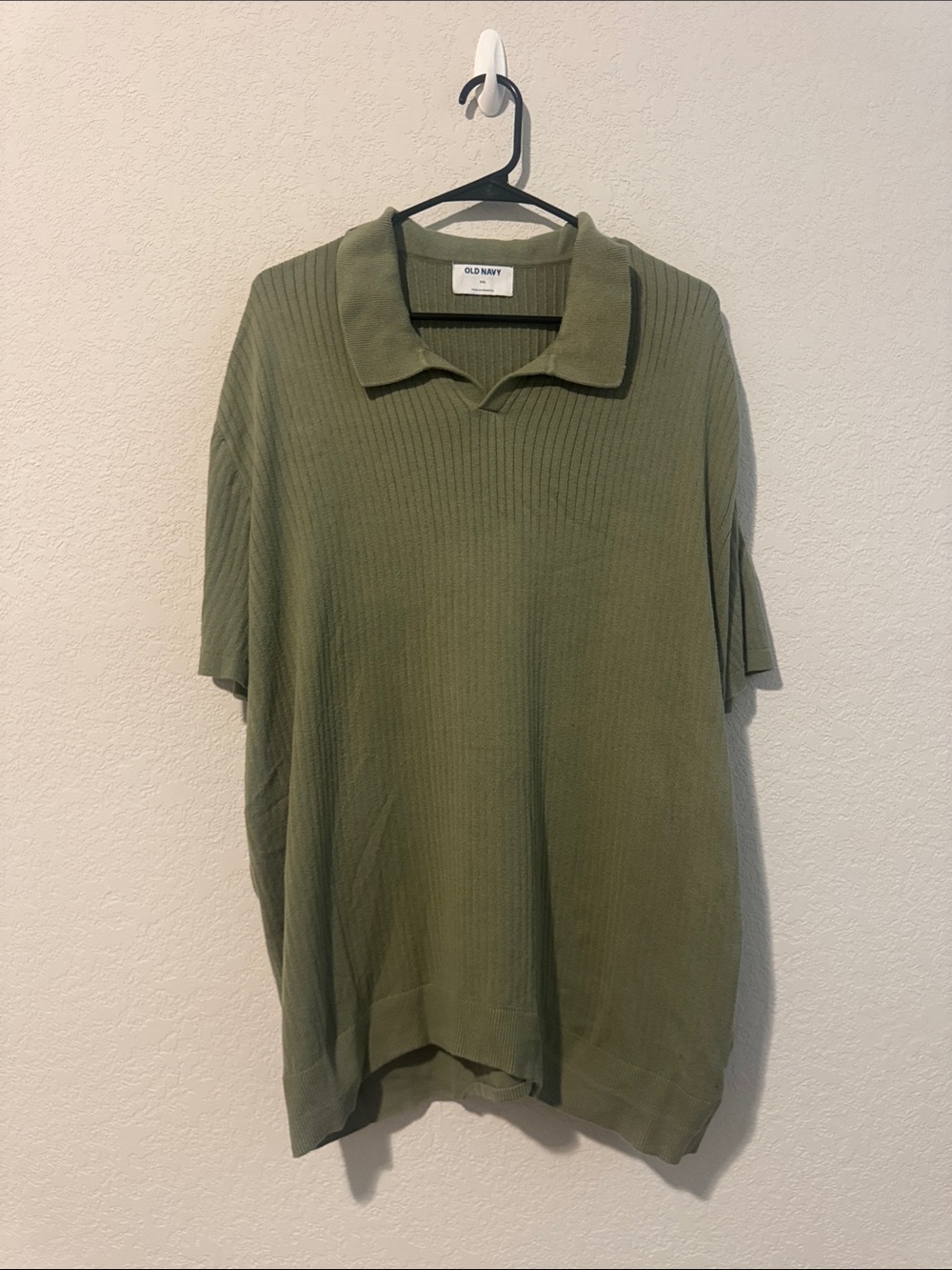 Old Navy Olive Ribbed Short-Sleeve Polo for Men